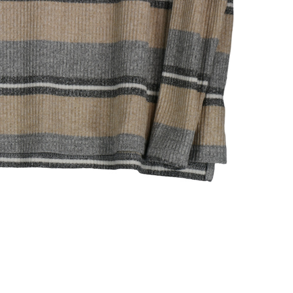 Banana Republic Sweater Women Large Brown Gray Ribbed Stretch Striped Cozy Chic - Picture 4 of 6